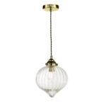 Mya 1lt Single Pendant Antique Brass Glass