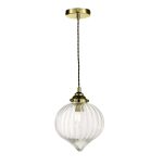 Mya 1lt Single Pendant Antique Brass Glass