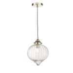 Mya 1lt Single Pendant Polished Nickel Glass
