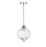 Mya 1lt Single Pendant Polished Nickel Glass