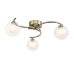 Nakita 3lt Semi Flush Antique Brass With Clear/Opal Glass