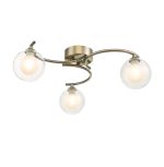Nakita 3lt Semi Flush Antique Brass With Clear/Opal Glass