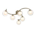 Nakita 6lt Semi Flush Antique Brass With Clear/Opal Glass