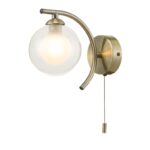 Nakita Wall Light Antique Brass With Clear/Opal Glass