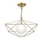 Orsini 1lt Pendant Antique Gold Opal Glass Shade