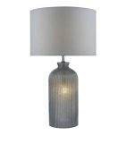 Pamplona Dual Light Table Lamp Grey Glass With Shade
