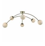 Puglia 6lt Semi Flush Antique Brass Opal Glass