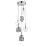 Quinn 6lt Cluster Pendant Smoked & Clear Glass