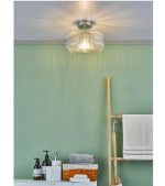 Riva Semi Flush Ceiling Light Ribbed Glass Polished Chrome IP44 - Image 5