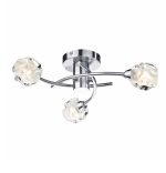 Seattle 3lt Semi Flush Satin Chrome Glass