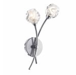 Seattle 2lt Wall Light Satin Chrome Glass