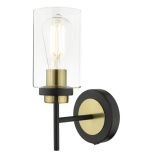 Abel Wall Light Satin Black & Gold with Glass Shades