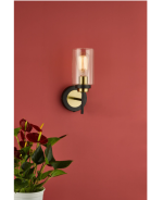 Abel Wall Light Satin Black & Gold with Glass Shades - Image 6