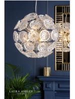 Laura Ashley Elwick 6lt Pendant Textured Glass & Antique Brass - Image 6