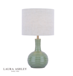 Laura Ashley Padley Table Lamp Green Ceramic & Antique Brass With Shade
