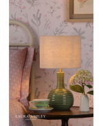Laura Ashley Padley Table Lamp Green Ceramic & Antique Brass With Shade - Image 5