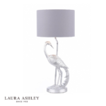 Laura Ashley Tregaron Heron Table Lamp Silver with Shade