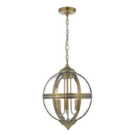Vanessa 3lt Pendant Antique Brass Glass