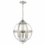 Vanessa 3lt Pendant Polished Nickel & Glass