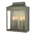 Vapour 2lt Coach Lantern Wall Light Weathered Brass IP44