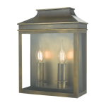 Vapour 2lt Coach Lantern Wall Light Weathered Brass IP44