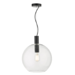 Zula 1lt Single Pendant Black Clear Glass