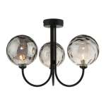 Jared 3lt Semi Flush Matt Black Smoked Dimpled Glass