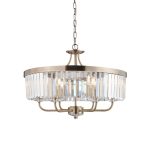 Round 6lt Antique Brass & Clear Cut Glass