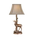 Gulliver Deer Table Lamp in Aged Brass With Shade