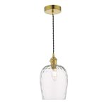 Hadano Pendant Natural Brass With Dimpled Glass Shade
