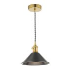 Hadano Pendant Natural Brass With Antique Pewter Shade