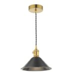 Hadano Pendant Natural Brass With Antique Pewter Shade