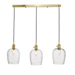 Hadano 3lt Brass Suspension With Dimpled Glass Shades