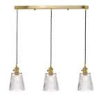 Hadano 3lt Brass Suspension With Ribbed Glass Shades