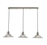 Hadano 3lt Antique Chrome Suspension With Flared Glass Shades