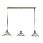 Hadano 3lt Antique Chrome Suspension With Flared Glass Shades