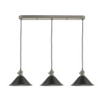 Hadano 3lt Antique Chrome Suspension With Antique Pewter Shades