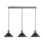 Hadano 3lt Antique Chrome Suspension With Antique Pewter Shades