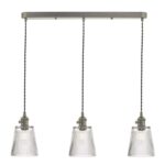 Hadano 3lt Antique Chrome Suspension With Ribbed Glass Shades
