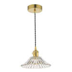 Hadano Pendant Natural Brass With Flared Glass Shade