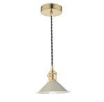 Hadano 1lt Pendant Natural Brass With Cashmere Shade