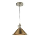 Hadano Pendant Antique Chrome With Aged Brass Shade