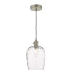 Hadano Pendant Antique Chrome With Dimpled Glass Shade
