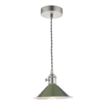 Hadano 1lt Pendant Antique Chrome With Olive Green Shade