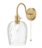Hadano Wall Light Brass With Clear Dimpled Shade