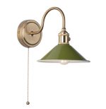 Hadano Wall Light Natural Brass With Olive Green Shade