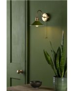 Hadano Wall Light Natural Brass With Olive Green Shade - Image 3