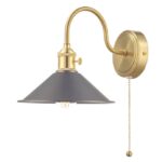 Hadano Wall Light Brass With Antique Pewter Shade