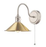 Hadano Wall Light Antique Chrome With Aged Brass Shade
