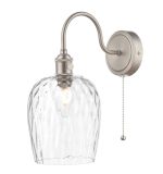 Hadano Wall Light Antique Chrome With Clear Dimpled Glass Shade